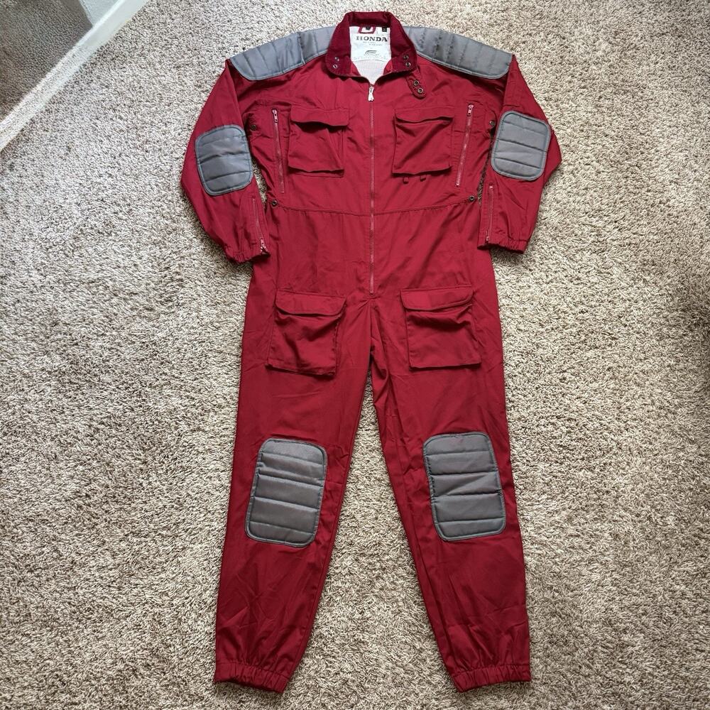 Vintage Honda Hondaline Summer Racing Red Track Suit Hein Gericke Men’s Size L